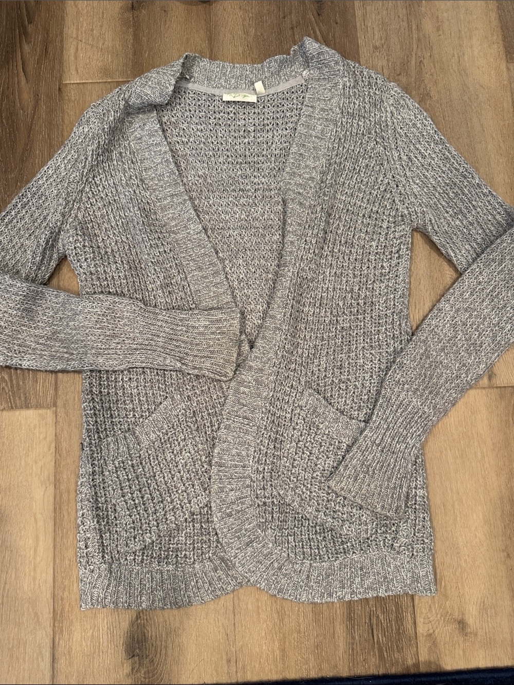 RD Style Heather Gray Open-Front Knit Cardigan